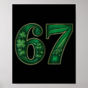 Affiche Chanceux irlandais drôle 67 six sept mème trèfle c
