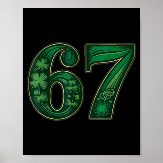 Affiche Chanceux irlandais drôle 67 six sept mème trèfle c (Devant)
