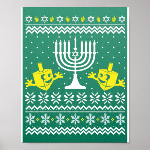 Affiche Chandail Hanoukka de Noël moche - Bonne Hanoukka