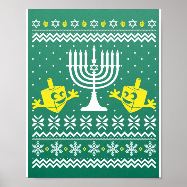 Affiche Chandail Hanoukka de Noël moche - Bonne Hanoukka (Devant)