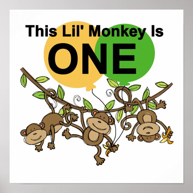 Affiche Chandails et cadeaux 1er anniversaire des singes (Devant)