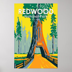 Affiche Chandelier Arbre du parc national de Redwood Vinta