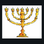 Affiche Chandelier de la Menorah<br><div class="desc">Un chandelier de la Menorah en or avec beaucoup de bougies. Ce design a vraiment l'air efficace sur cette affiche</div>