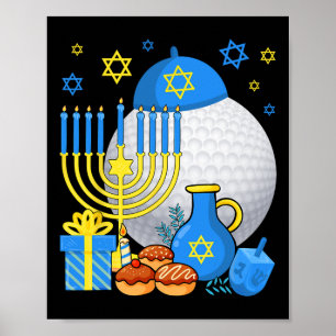 Affiche Chandelle de golf juive drôle Menorah Joyeux Hanuk