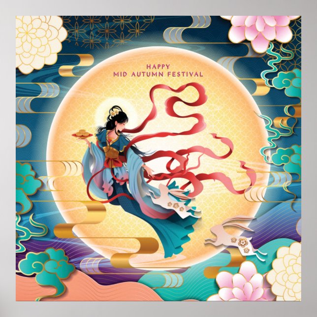 Affiche Chang'e sur la Lune Fête de la mi-automne (Devant)