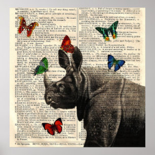 Affiche changée de papillons de rhinocéros d'art