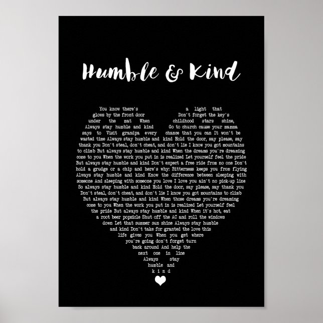 Affiche Chanson De Coeur Noir Humble Et Gentil Imprimer (Devant)