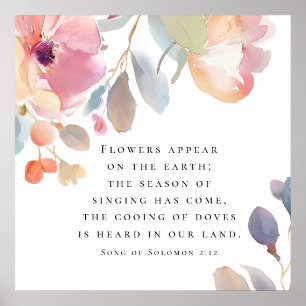 Affiche Chanson de Salomon 2:12 Fleurs apparaissent Bible 