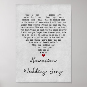 Affiche Chanson Mariage hawaïenne Grey Heart Song Lyric Pr