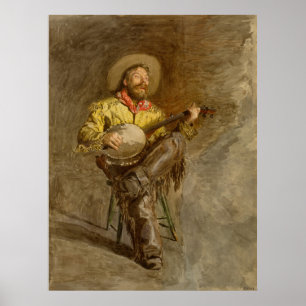 Affiche Chantant Cowboy Espagnol avec Banjo jouant une cha