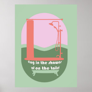 Affiche Chanter Dans La Douche Amusante Salle De Bain Mur 