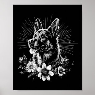 Affiche Chanteur allemand berger retro chien _1 style tato