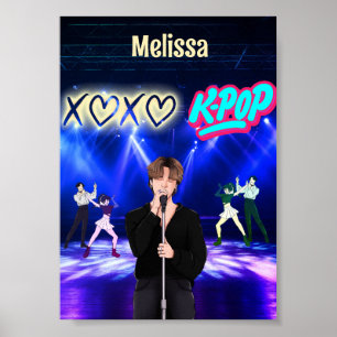 Affiche Chanteur K-Pop sur scène XoXo Love K-Pop Music Cus