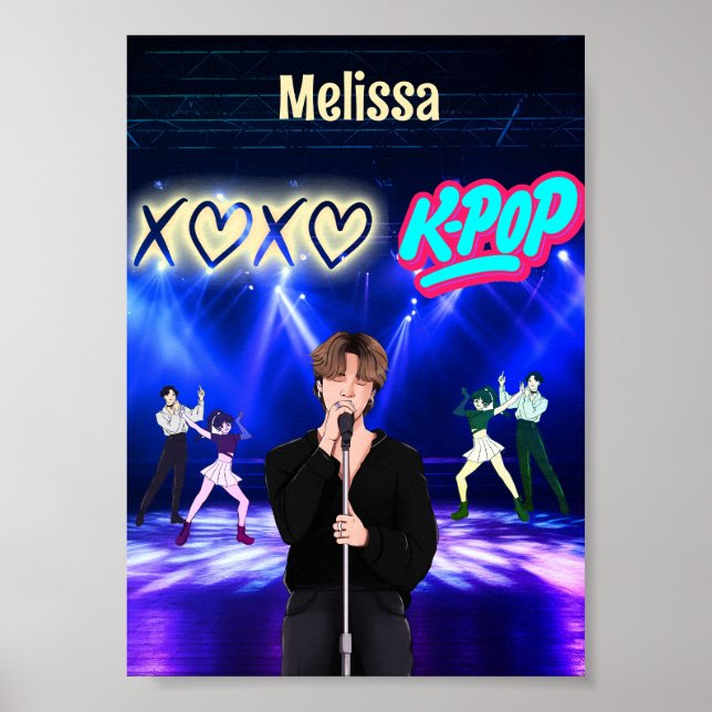 Affiche Chanteur K-Pop sur scène XoXo Love K-Pop Music Cus (Devant)