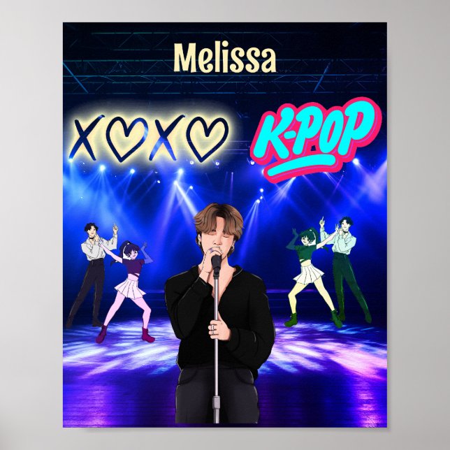 Affiche Chanteur K-Pop sur scène XoXo Love K-Pop Music Cus (Devant)