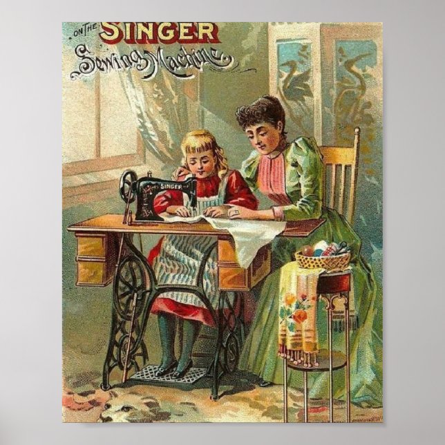 Affiche Chanteur machine à coudre "La première leçon" Vint (Devant)