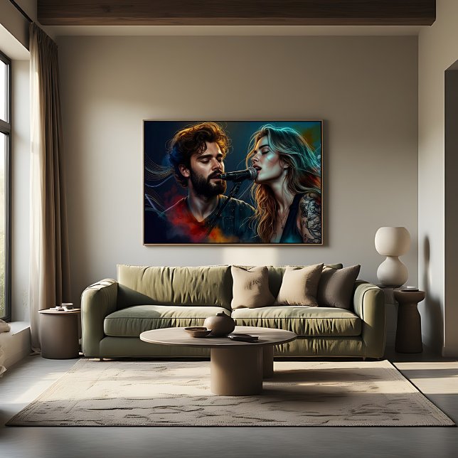 Affiche Chanteurs de duo romantique éclairage coloré (Créateur téléchargé)