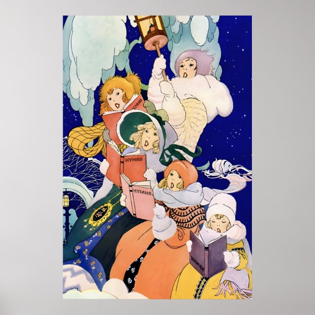 Affiche Chanteurs de Noël vintage sous les étoiles  (Devant)