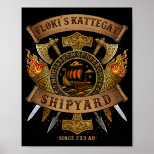 Affiche Chantier naval Flokis Kattegat Bateau Viking - Rin