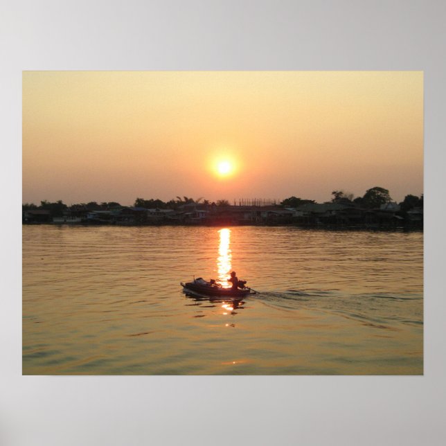 Affiche Chao Phraya River Sunset ... Ayutthaya, Thaïlande (Devant)