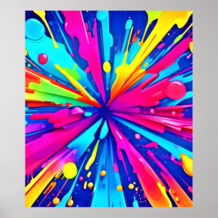 Affiche Chaos coloré : Peinture Splatter Art Abstrait