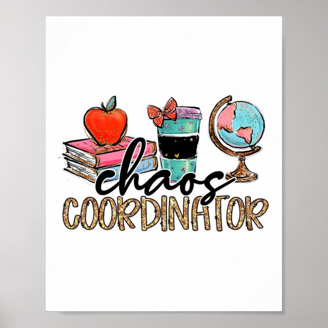 Affiche Chaos Coordinator Teacher Fun Teacher Humor Leopar (Devant)