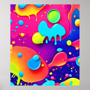Affiche Chaos de couleurs fluides : Création numérique dyn