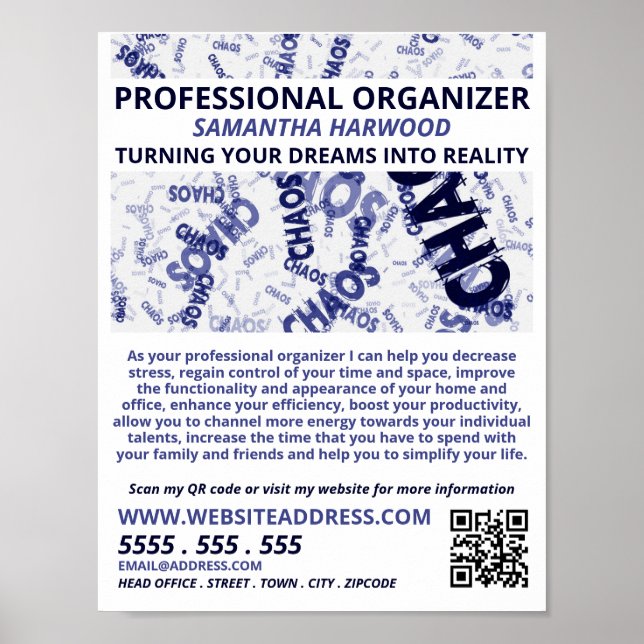 Affiche Chaos Slogan Design, Organisateur Professionnel (Devant)