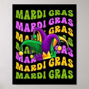 Affiche Chapeau de bouffon rétro groovy Mardi Gras La Nouv