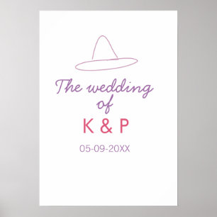Affiche chapeau de cowboy le mariage du couple nom date vi
