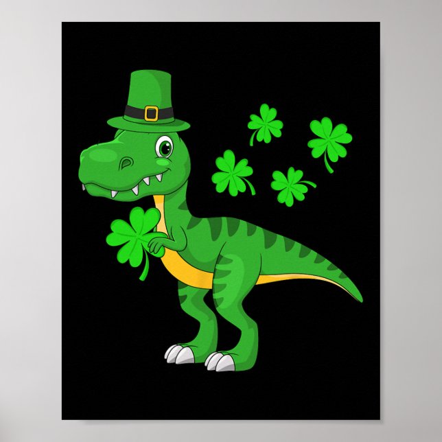 Affiche Chapeau de dinosaure de la Saint-Patrick Shamrock  (Devant)
