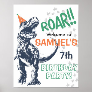 Affiche Chapeau de fête de dinosaure T-Rex Panneau de bien