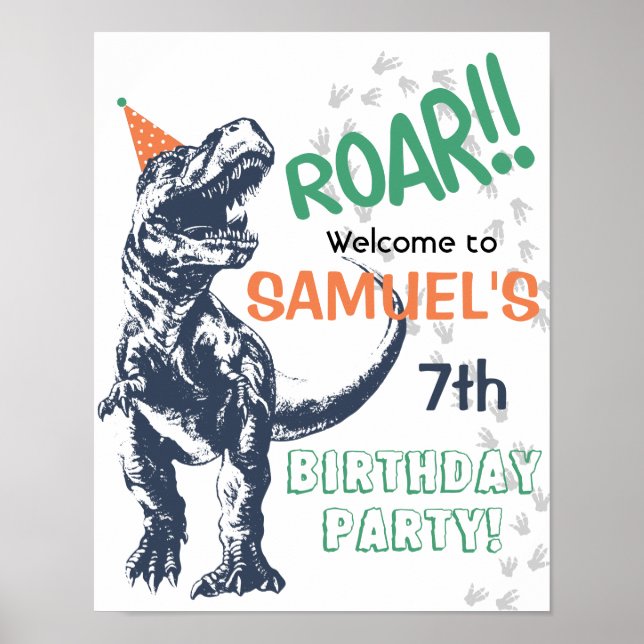 Affiche Chapeau de fête de dinosaure T-Rex Panneau de bien (Devant)
