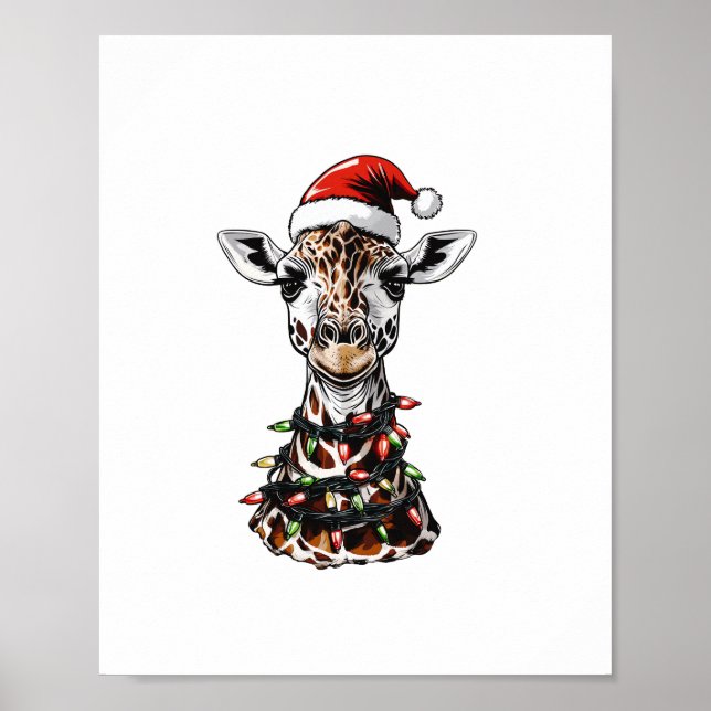 Affiche Chapeau de Noël de girafe Noël   (Devant)