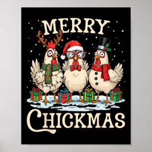 Affiche Chapeau de Noël de poulet Santa Merry Chickmas Xma