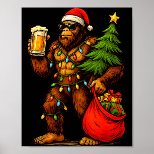 Affiche Chapeau de Noël de Santa drôle de gros pied Boisso