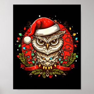 Affiche Chapeau de Noël de Santa Mpy Hibou Vintage pour ho