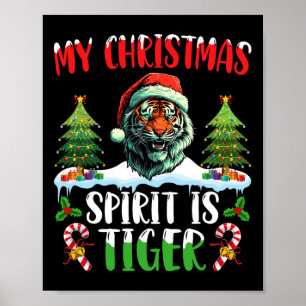 Affiche Chapeau de Noël de Santa Tiger Noël Mon Esprit de