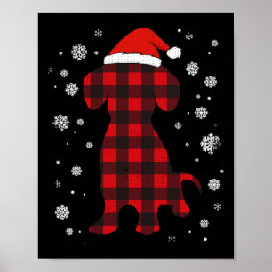 Affiche Chapeau de Noël de teckel amateur de chien de Noël
