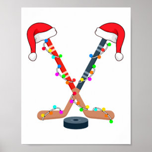 Affiche Chapeau de Noël Hockey Santa Lumineux Sport Drôle