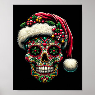 Affiche Chapeau de Noël pour hommes Crâne de Sucre Santa J