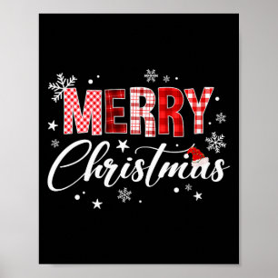 Affiche Chapeau de Noël rouge à carreaux de buffle de Noël