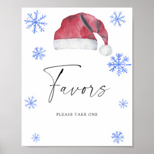 Affiche Chapeau de Père Noël aquarelle rouge - Faveurs