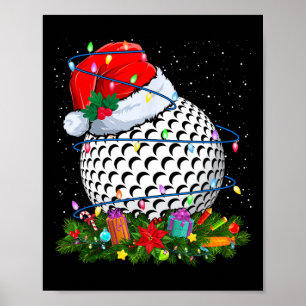 Affiche Chapeau de Père Noël Balle de Golf Lumières de Noë