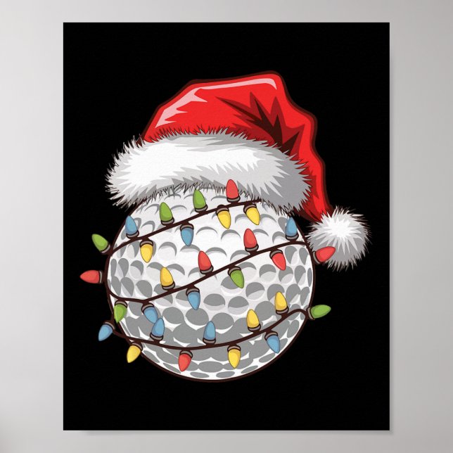 Affiche Chapeau de Père Noël de balle de golf Illumination (Devant)