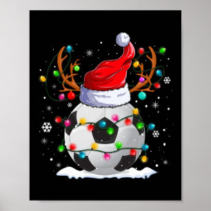 Affiche Chapeau de Père Noël de football Renne Lumieres de