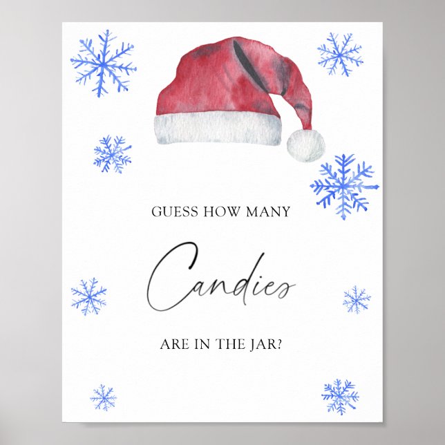 Affiche Chapeau de Père Noël - devinez combien de bonbons (Devant)