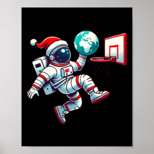 Affiche Chapeau de Père Noël drôle Astronaute Dunking Terr