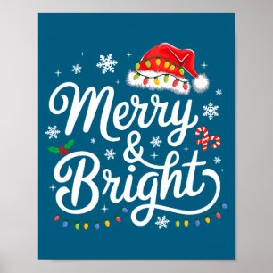 Affiche Chapeau de Père Noël rouge Merry And Bright Lumièr