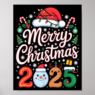 Affiche Chapeau de Père Noël rouge Renne Joyeux Noël Xmas